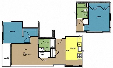 The Masonry Trolley Floor Plan 2 Bed